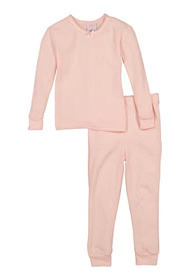 Womens Little Girls Thermal Top and Pants, Pink, Size 6X