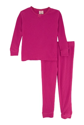 Womens Little Girls Thermal Top and Pants, Pink,