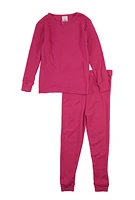 Womens Girls Thermal Top and Pants, Pink,