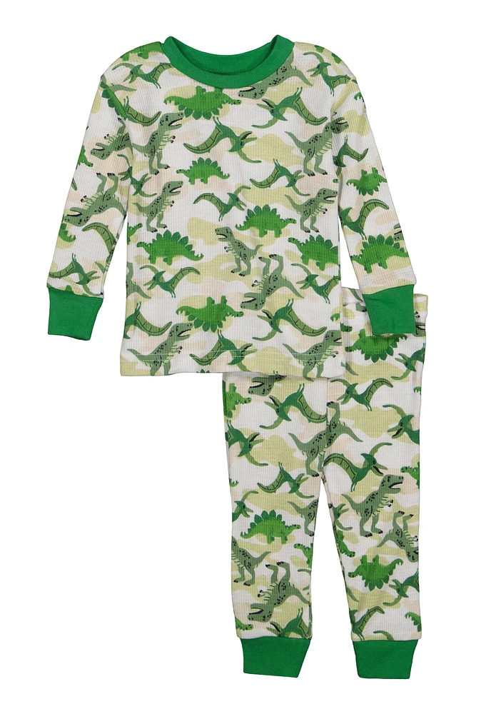 Baby Boys 12-24M Graphic Print Thermal Top and Pants Set, Green, Size 12M