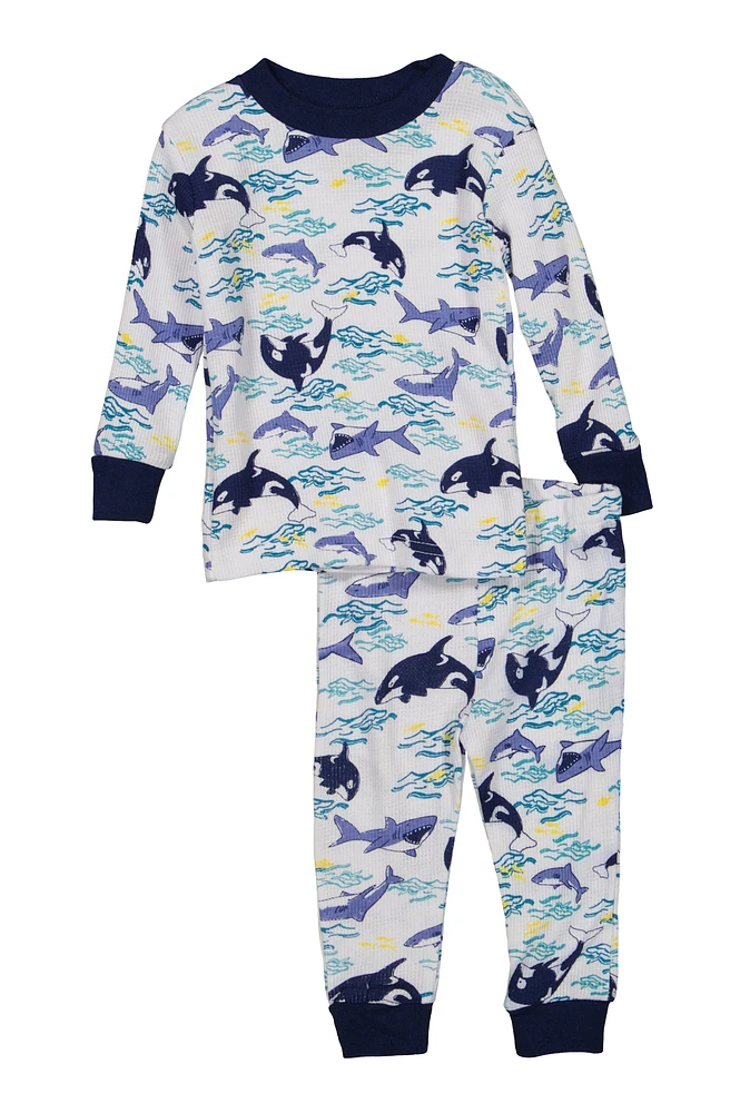 Baby Boys 12-24M Graphic Print Thermal Top and Pants Set, Blue, Size 18M