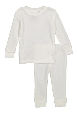 Womens Baby Thermal Top and Pants Set, White, Size 24M