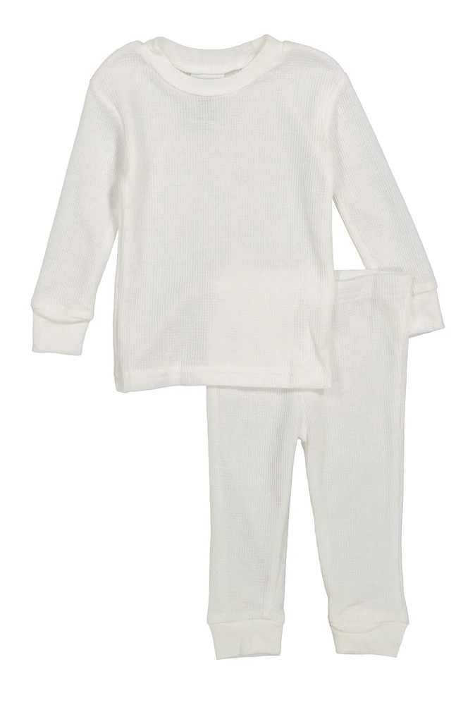 Womens Baby Thermal Top and Pants Set, White, Size 18M