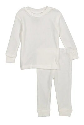 Womens Baby Thermal Top and Pants Set, White, Size 18M