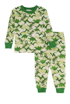Toddler Boys Graphic Print Thermal Top and Pants Set, Green, Size 2T