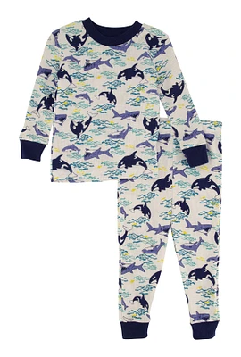 Toddler Boys Graphic Print Thermal Top and Pants Set,