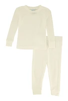 Toddler Boys Thermal Pajama Top and Pants Set, White, Size 3T