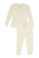 Toddler Boys Thermal Pajama Top and Pants Set, White, Size 2T