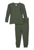 Toddler Boys Thermal Pajama Top and Pants Set, Green, Size 2T