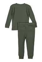 Toddler Boys Thermal Pajama Top and Pants Set, Green, Size 2T