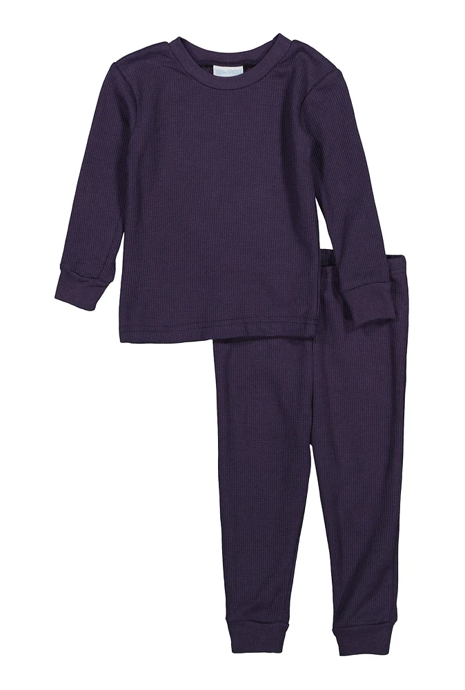 Toddler Boys Thermal Pajama Top and Pants Set, Blue, Size 2T