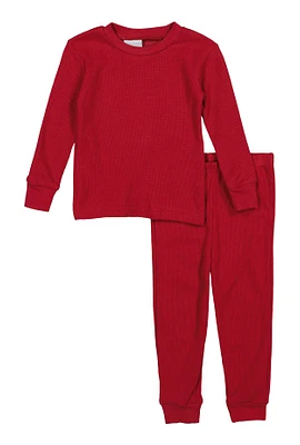 Toddler Boys Thermal Pajama Top and Pants Set, Red, Size 3T