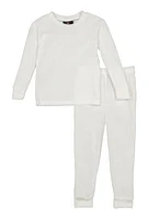 Little Boys Long Sleeve Thermal Top and Pants, White, Size 7