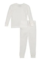 Little Boys Long Sleeve Thermal Top and Pants, White, Size 5-6