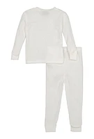 Little Boys Long Sleeve Thermal Top and Pants, White, Size 7