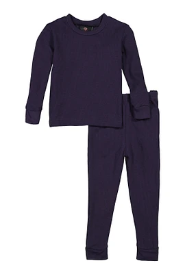 Little Boys Long Sleeve Thermal Top and Pants, Blue, Size 4