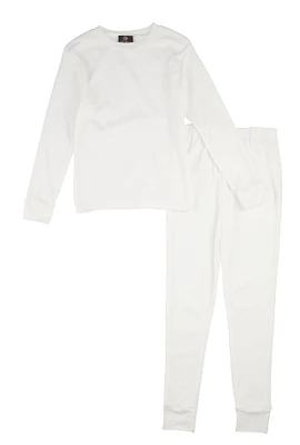 Boys Thermal Top and Pants Set, White, Size 16-18