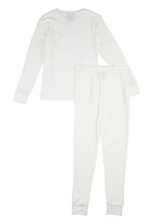 Boys Thermal Top and Pants Set, White, Size 8-10