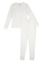 Boys Thermal Top and Pants Set, White, Size 12-14
