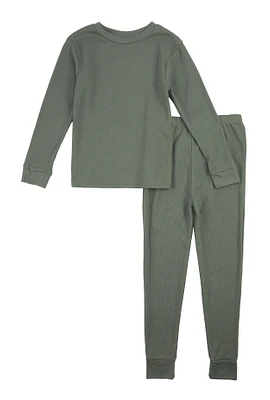 Boys Thermal Top and Pants Set, Green, Size 16-18