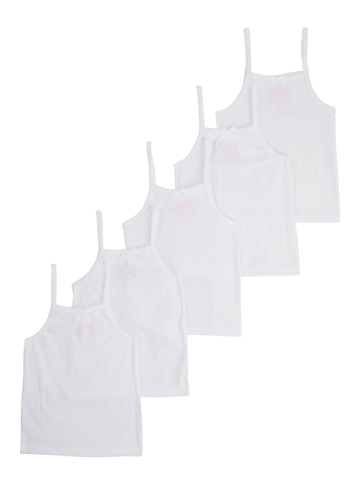 Toddler Girls Solid Camis 5 Pack, White, Size 4T