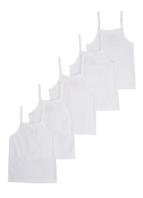 Toddler Girls Solid Camis 5 Pack, White, Size 4T