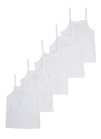 Toddler Girls Solid Camis 5 Pack, White, Size 4T