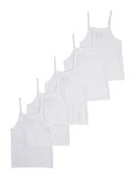 Toddler Girls Solid Camis 5 Pack, White, Size 4T