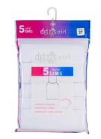 Toddler Girls Solid Camis 5 Pack, White, Size 4T