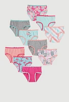 Toddler Girls Contrast Trim Flamingo Print Panties 10 Pack, Multi,