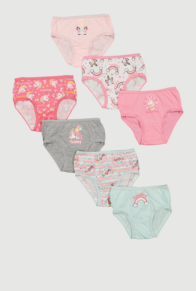Toddler Girls Days of The Week Unicorn Graphic Panties 7 Pack, Multi, Size 2T-3T