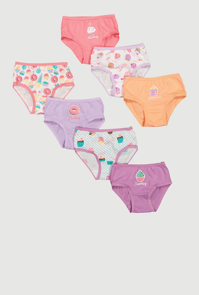 Toddler Girls Cupcake Print Days Of The Week Panties 7 Pack, Multi, Size 4T