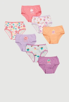 Toddler Girls Cupcake Print Days Of The Week Panties 7 Pack, Multi, Size 4T