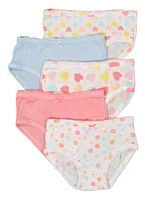 Girls Pointelle Heart Print Panties 5 Pack, Multi,