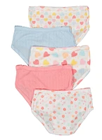 Girls Pointelle Heart Print Panties 5 Pack, Multi,