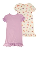 Toddler Girls Butterfly Graphic Nightgowns with Scrunchie, Multi,