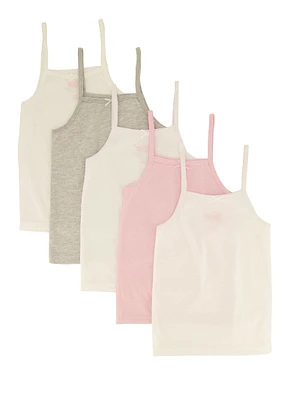 Womens Girls Solid Assorted Camis 5 Pack, Multi, Size 4-6