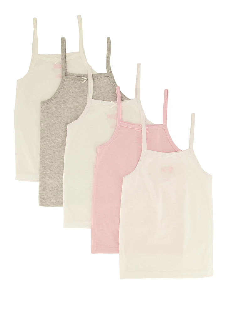 Womens Girls Solid Assorted Camis 5 Pack, Multi, Size 12-14