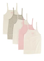 Womens Girls Solid Assorted Camis 5 Pack, Multi, Size 8-10