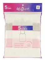 Womens Girls Solid Assorted Camis 5 Pack, Multi, Size 12-14