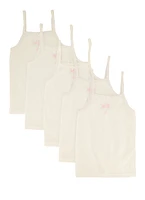 Womens Girls Solid Square Neck Camis 5 Pack, White, Size 8-10