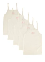 Womens Girls Solid Square Neck Camis 5 Pack, White, Size 8-10