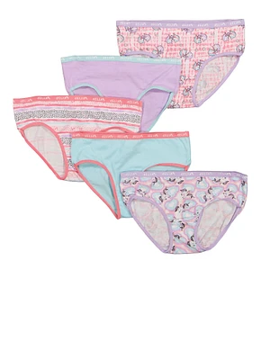 Womens Girls Unicorn Print Panties 5 Pack, Multi, Size 10-12