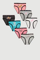 Womens Little Girls Assorted Graphic Print Days Of The Week Panties 7 Pack, Multi, Size 4