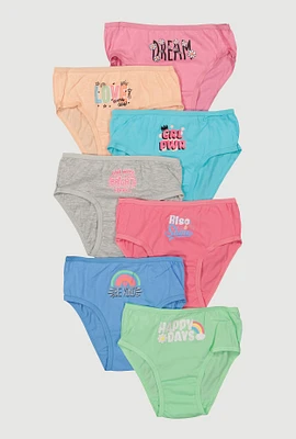 Womens Little Girls Happy Days Graphic Panties 7 Pack, Multi, Size 4-5