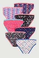 Womens Girls Unicorn Printed Days of The Week Panties 7 Pack, Multi, Size 10-12