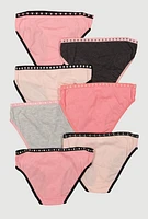 Womens Girls Contrast Trim Graphic Days of The Week Panties 7 Pack, Multi, Size 7-8