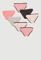 Womens Girls Days of The Week Contrast Trim Panties 7 Pack, Pink, Size 10-12