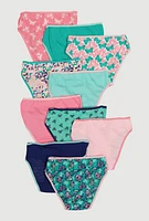 Womens Girls Contrast Trim Butterfly Print Panties Set of 10, Multi, Size 6X