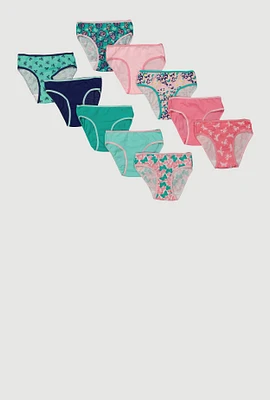 Womens Little Girls Butterfly Print Panties 10 Pack, Multi,